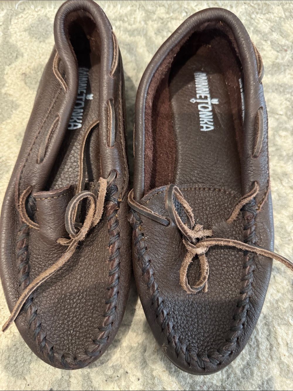 Minnetonka Brown Leather Moccasin Slip-Ons